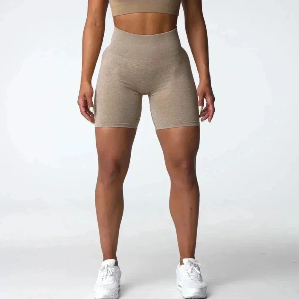 Beige Scrunch Seamless Shorts